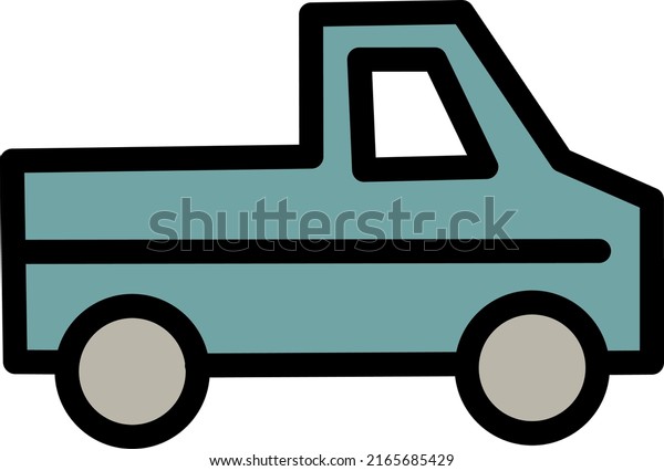 Blue pickup truck, illustration, vector on a\
white background.