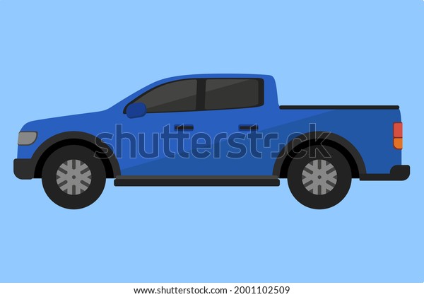 blue pickup truck side vector\
