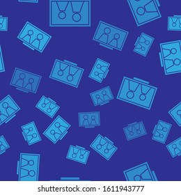 Blue Picture frame on table icon isolated seamless pattern on blue background.  Vector Illustration