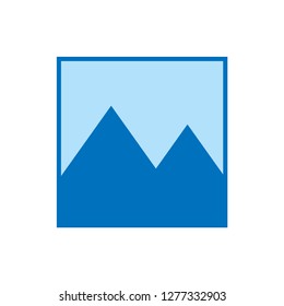 Blue picture icon, flat design. Vecotr.