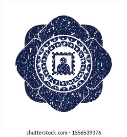 Blue picture icon with rubber seal texture