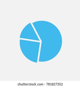 blue pie chart data presentation graph for business and websites simple vector icon eps10