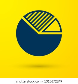 Blue Pie chart infographic icon isolated on yellow background. Diagram chart sign. Vector Illustration
