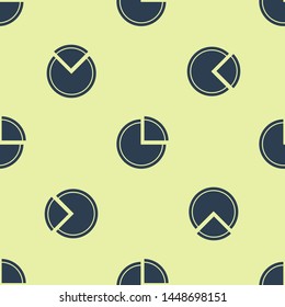 Blue Pie chart infographic icon isolated seamless pattern on white background. Diagram chart sign.  Vector Illustration