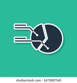 Blue Pie chart infographic icon isolated on green background. Diagram chart sign.   Vector Illustration