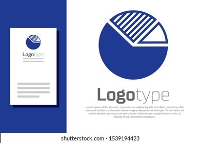 Blue Pie chart infographic icon isolated on white background. Diagram chart sign. Logo design template element. Vector Illustration