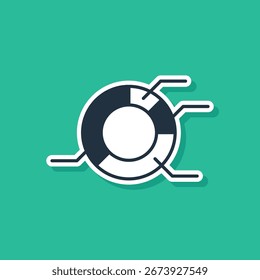 Blue Pie chart infographic icon isolated on green background. Diagram chart sign.  Vector