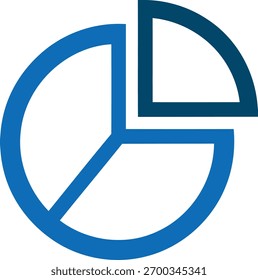 Ilustração de vetor de gráfico de pizza azul representando a análise de dados de negócios