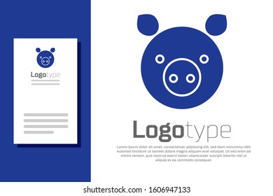 Blue Pig zodiac sign icon isolated on white background. Astrological horoscope collection. Logo design template element. Vector Illustration