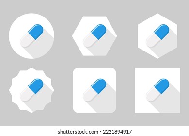 Blue Pill Capsule, Medicine, vector mark symbols green style. Pill Capsule Icon Set.