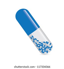 Blue pill on white background.vector