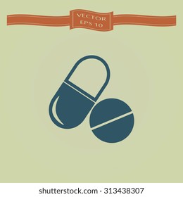 Blue pill - vector icon