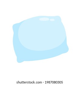 Blue pillow. Cartoon flat illustration. Soft cushion. The element of the bedroom and bed for sleep. Color picture