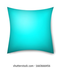 Blue pillow mockup icon isolated on white background. Vector illustration design for blank cushion case mockup icon. Cover template. Clean empty pillow for relaxation, sleeping on bed sofa.