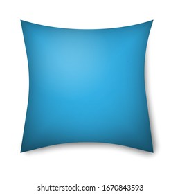 Blue pillow mockup icon isolated on white background. Vector illustration design for blank cushion case mockup icon. Cover template. Clean empty pillow for relaxation, sleeping on bed sofa.