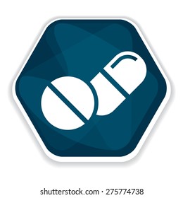 Blue pills and capsule vector icon, medicine and health