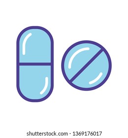 Blue pills  icon vector illustration  isolated on white background