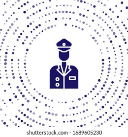 Icono del piloto azul aislado en fondo blanco. Puntos aleatorios del círculo abstracto. Ilustración vectorial