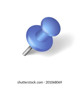 Blue pin isolated on white background