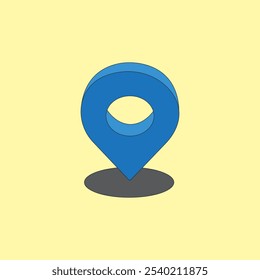 Ilustração do vetor do marcador de localização do Pin azul no fundo amarelo. Ícone do ponteiro de localização do mapa