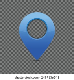 Blue pin for maps and navigation systems to mark current location. User Interface icon design. Vector illustration.