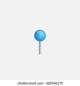 Blue pin object for pinning on maps. Vector illustration