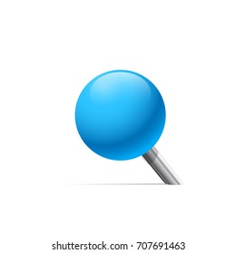 Blue pin in perspective. Vector illustration.