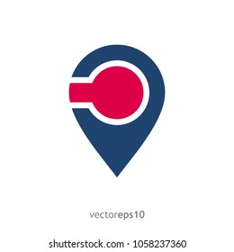 Blue Pin with Red Variation Logo. Vector10.