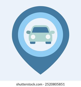 Um pino azul que contém um ícone de carro posicionado dentro dele