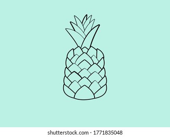Blue pineapple isolated on blue background. 