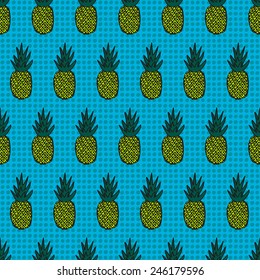 Blue pineapple pop pattern