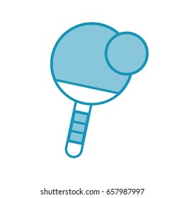 blue ping pong paddle and ball