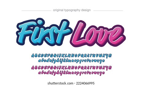 blue and pink 3d cursive artistic letters