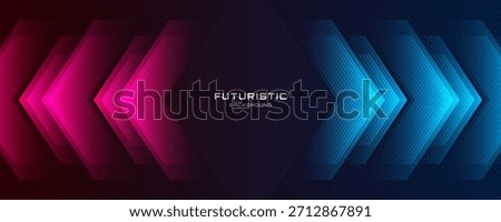 Blue pink abstract background overlap layer on dark space with glowing arrows effect decoration. Modern graphic design element lines style concept for web banner, flyer, card, or brochure cover