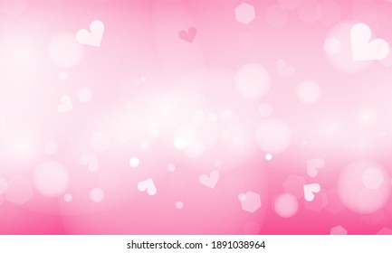 Blue and pink abstract blurred background with blur bokeh light effect for wedding vector Happy Valentine's day card hearts poster design.