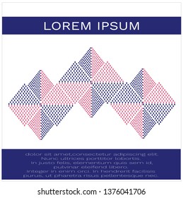 blue pink abstract rhombus pattern Universal invitation templates. Wedding, anniversary, birthday, party, cards, fashion show, brochure, banner, calendar design