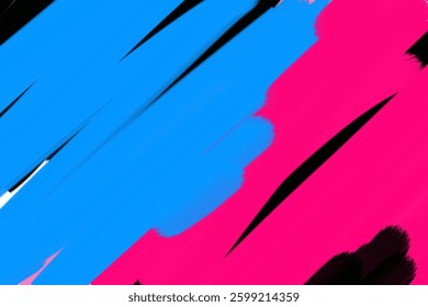 blue and pink abstract scribble background in darkness with brush stroke texture
