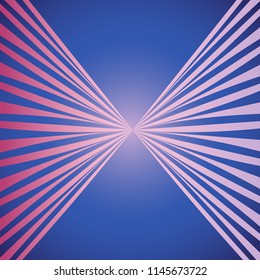 Blue and pink abstract straigth stipes colorful background for design with perspective from center