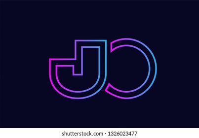 blue pink alphabet letter logo combination jo j o design suitable for a company or business