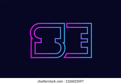 blue pink alphabet letter logo combination se s e design suitable for a company or business