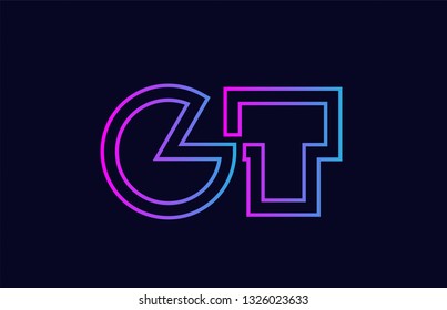 blue pink alphabet letter logo combination gt g t design suitable for a company or business