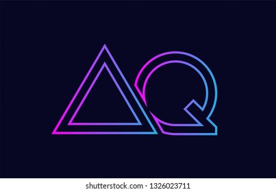 blue pink alphabet letter logo combination aq a q design suitable for a company or business