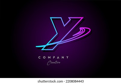 blue and pink alphabet Y letter logo icon design with swoosh. Creative template for business and company