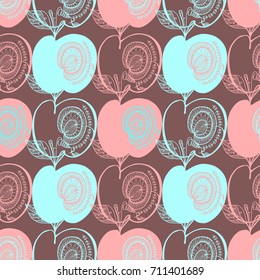 blue and pink apples on a pink background
