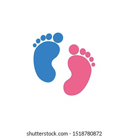 Blue and pink Baby footprint. Vector Illustration.