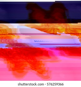 Blue and pink  background with light effects in style glitch- art. Vector illustration.