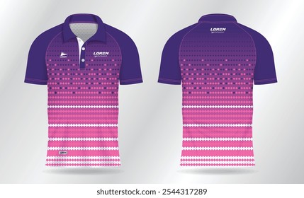 blue and pink background pattern for polo jersey shirt mockup template design. sport uniform in front view and back view.