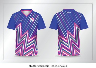 blue and pink background pattern for sport jersey football and soccer shirt template