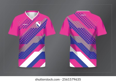 blue and pink background pattern for sport jersey football and soccer shirt template