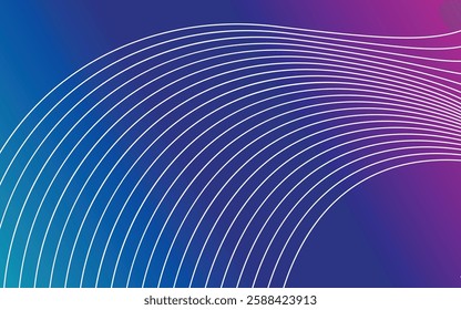 Blue and pink background with white beautiful line art for backdrops and wallpapers.  abstract blue banner with digital dynamic line pattern with futuristic flow